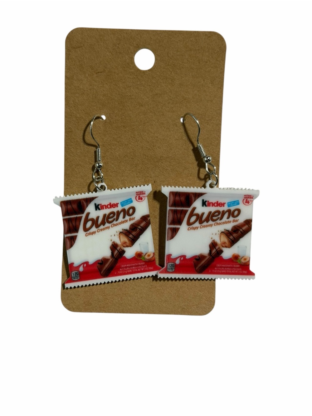 Red and White Candy Wrapper Earrings Chocolate
